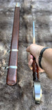 The Bedford Medieval War Sword showcased with its sheath, highlighting the grip and blade detail.
