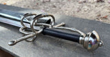 Sidesword With Complex Hilt by Kingdom Of Arms featuring a leather grip and intricate hilt design.