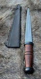 Irish Scian (Dirk) with a wooden handle and leather sheath, showcasing traditional craftsmanship and design.