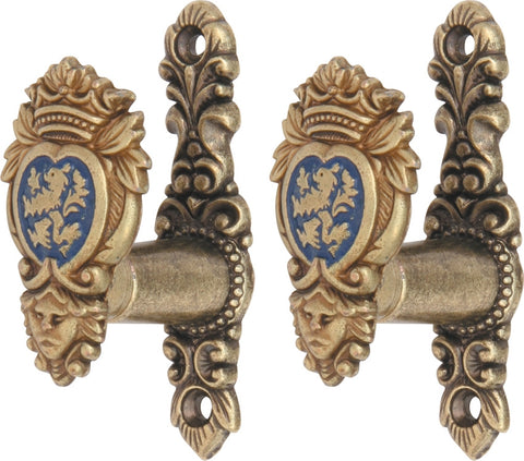 Lion Crest Brass with Blue Sword Hangers